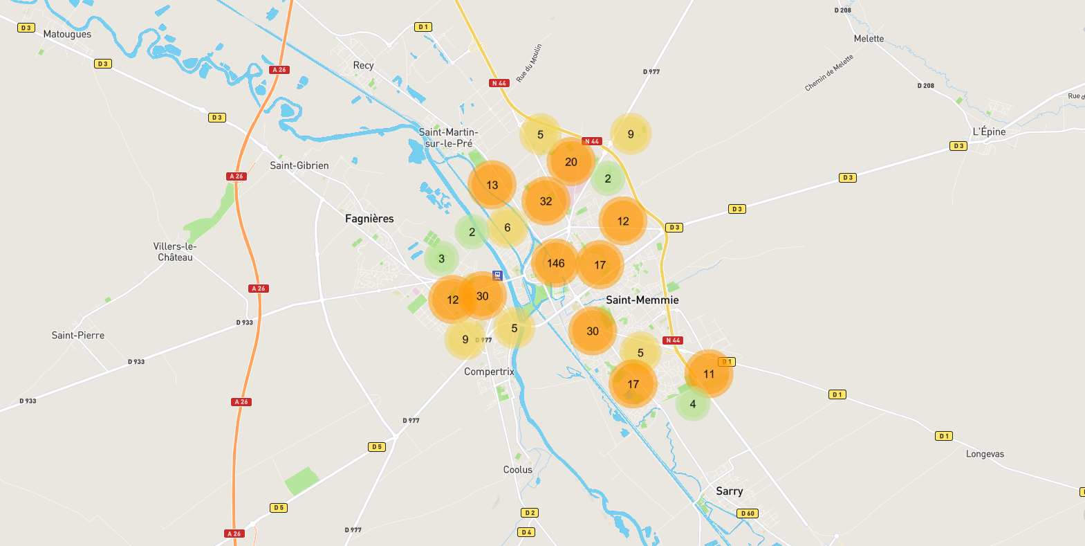 Cartographie de la ville de Châlons en Champagne