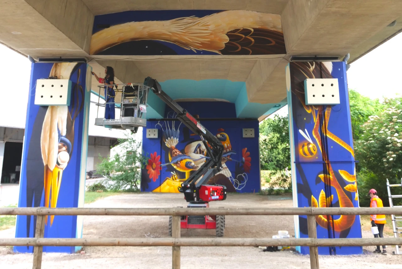 Fresque urbaine en cour de réalisation sur le site de la Marnaise !