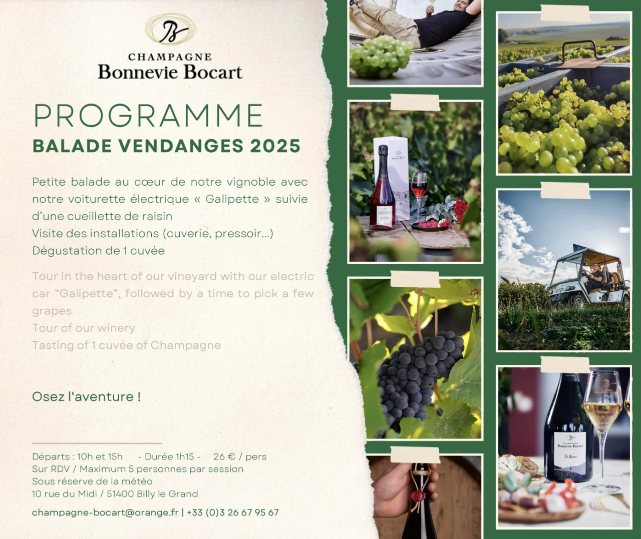 Champagne Bonnevie-Bocart - Balade en voiturette électrique spéciale vendanges