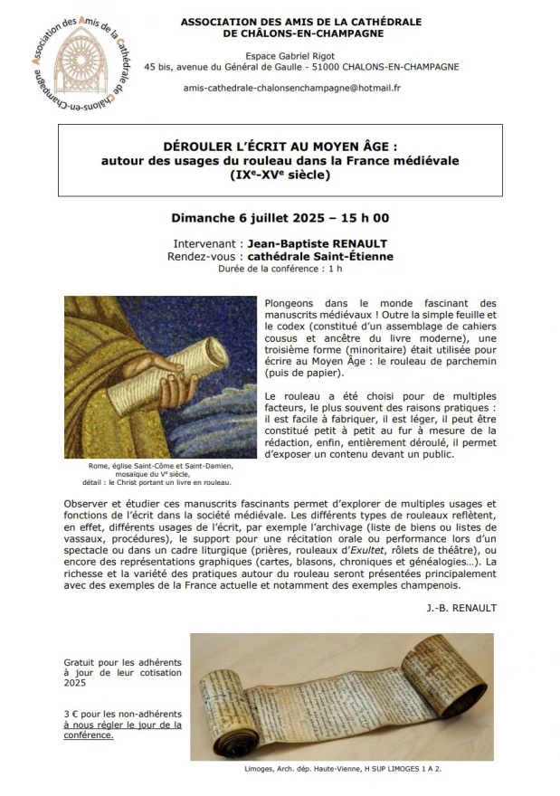 Conférence : Dérouler l'écrit au Moyen-Âge