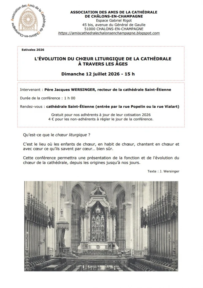 Conférence : L'évolution du choeur liturgique de la cathédrale à travers les âges