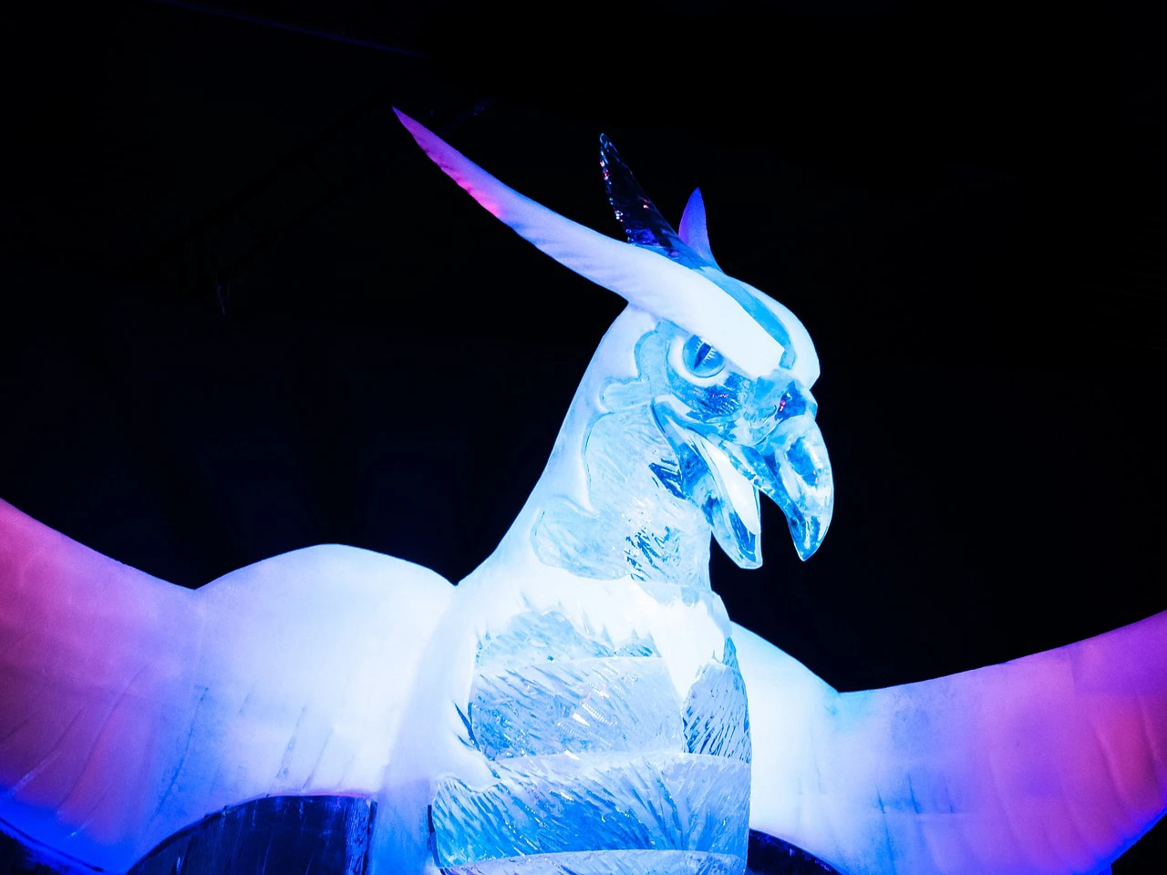 Démonstration de sculpture sur glace