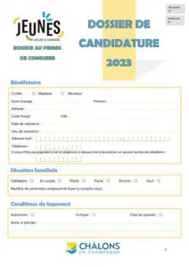 Bourse au permis - Dossier de Candidature 2023