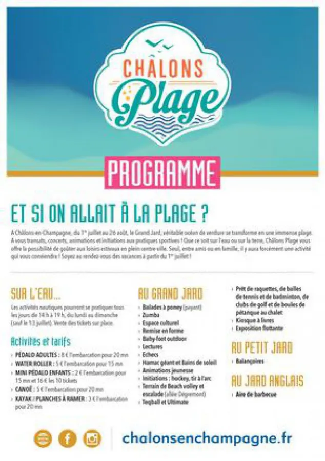 Châlons Plage - Le programme