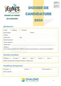 Dossier De Candidature Bourse au Permis