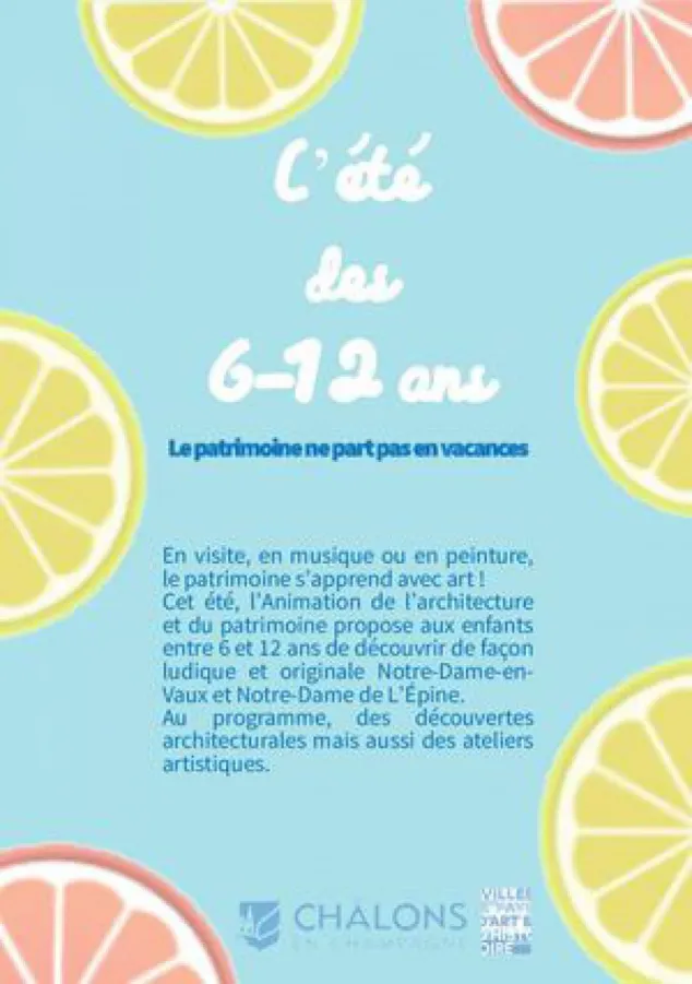 Eté des 6 à 12 Ans - programme des animations patrimoine