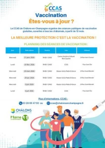 Planning Séances Vaccination - Janvier à Juillet 2026 - CCAS