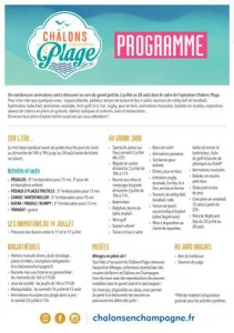 Programme Châlons Plage 2022