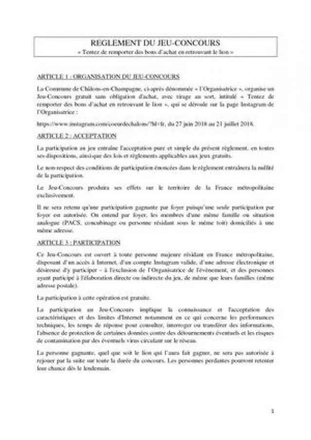 REGLEMENT DU JEU-CONCOURS « Tentez de remporter des bons d’achat en retrouvant le lion »