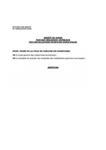 Réglement des Installations Sportives Municipales - Châlons-en-Champagne